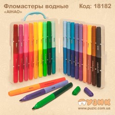 Фломастеры двусторонние трехгранные "AIHAO" 18шт./36цв. 