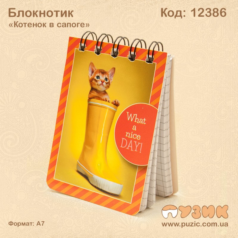 Блокнотик "Котенок в сапоге" на спирали